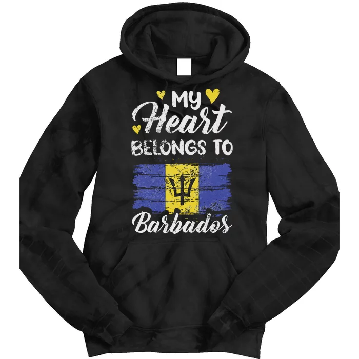 My Heart Belongs To Barbados Bajan Barbadian Flag Grunge Tie Dye Hoodie