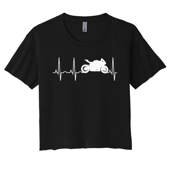 Motorcycle Heartbeat Best Sport Bike Gift Women's Crop Top Tee