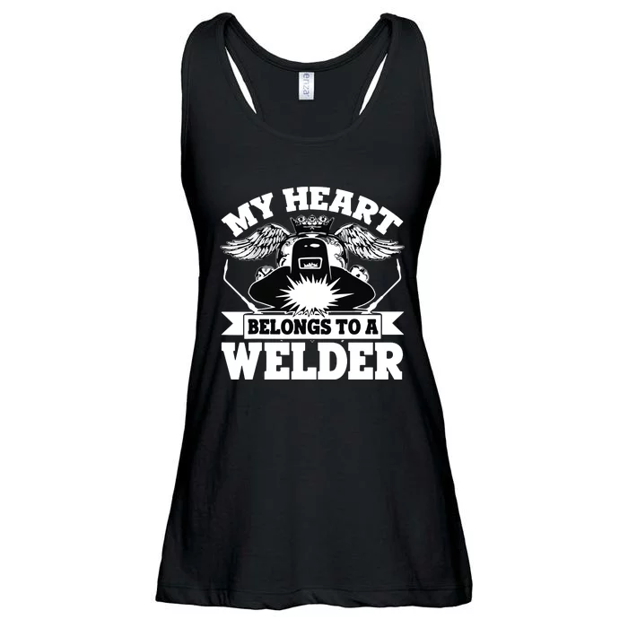 My Heart Belongs To A Welder , I Love My Welder Ladies Essential Flowy Tank