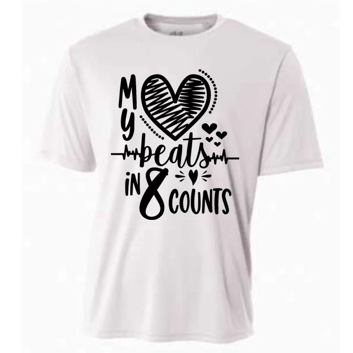 My Heart Beats In 8 Counts | Cheerleader Cooling Performance Crew T-Shirt