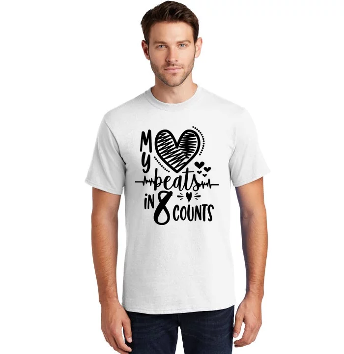 My Heart Beats In 8 Counts | Cheerleader Tall T-Shirt