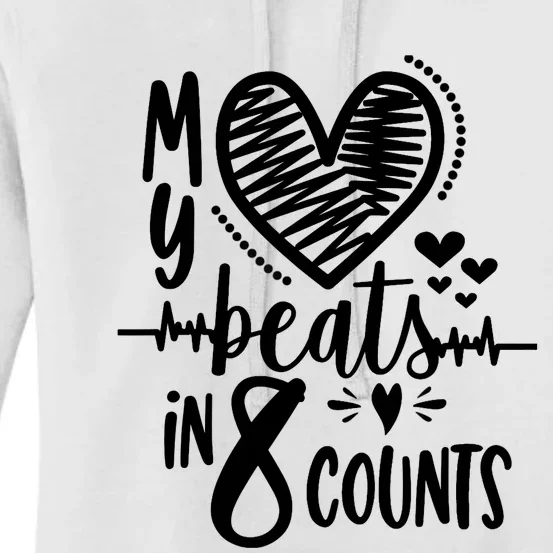 My Heart Beats In 8 Counts | Cheerleader Women's Pullover Hoodie