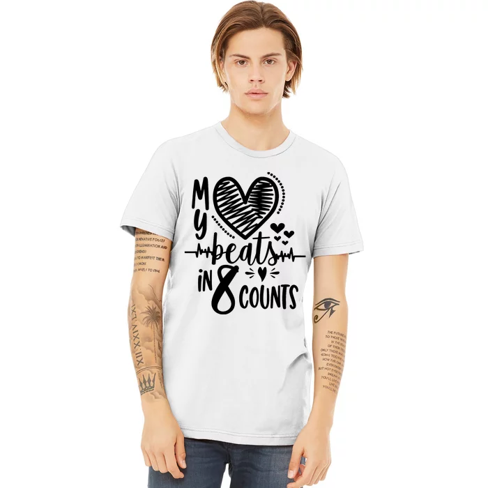 My Heart Beats In 8 Counts | Cheerleader Premium T-Shirt