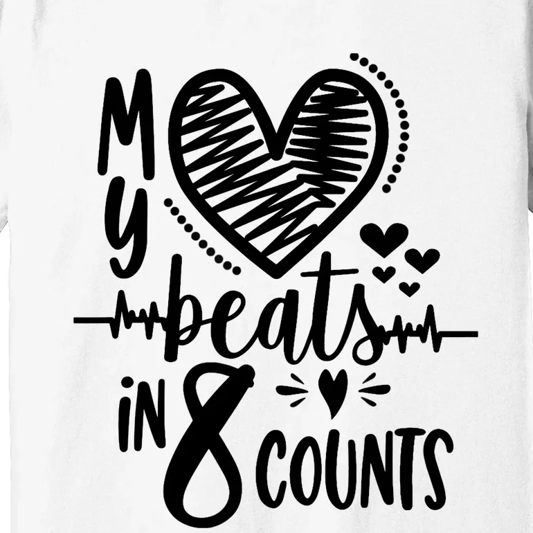 My Heart Beats In 8 Counts | Cheerleader Premium T-Shirt