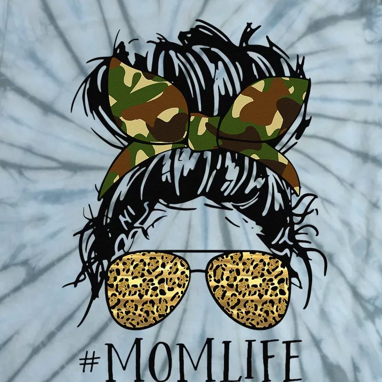 Messy Hair Bun Mom Life Camouflage Mother's Day Tie-Dye T-Shirt