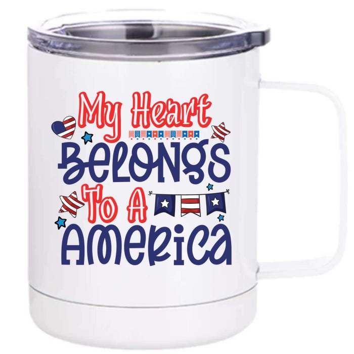 My Heart Belongs To A America Front & Back 12oz Stainless Steel Tumbler Cup