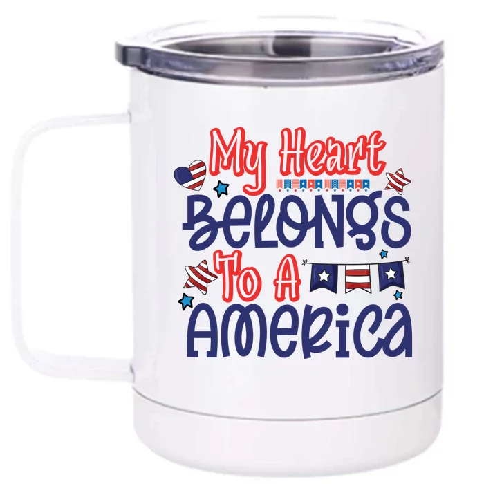 My Heart Belongs To A America Front & Back 12oz Stainless Steel Tumbler Cup