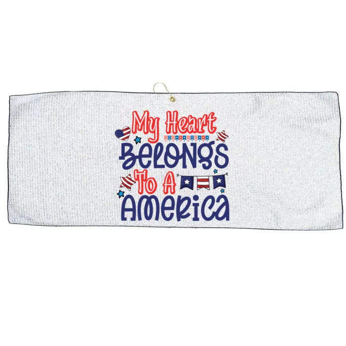 My Heart Belongs To A America Large Microfiber Waffle Golf Towel