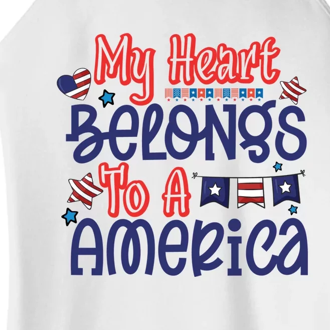 My Heart Belongs To A America Women’s Perfect Tri Rocker Tank