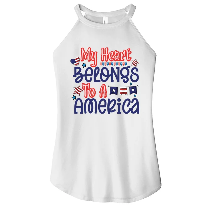 My Heart Belongs To A America Women’s Perfect Tri Rocker Tank