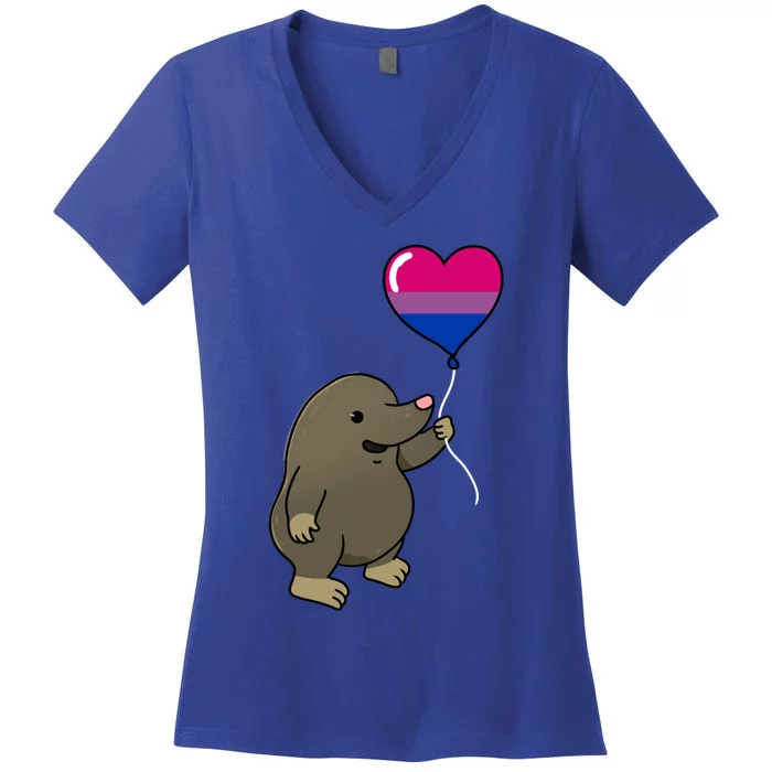 Mole Heart Balloon Bisexual Pride Gift Women's V-Neck T-Shirt