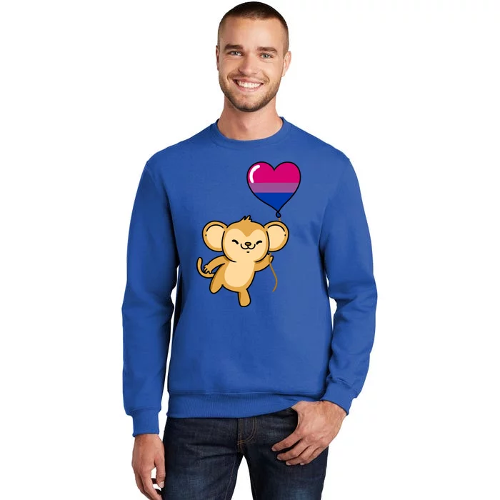 Monkey Heart Balloon Bisexual Pride Gift Tall Sweatshirt