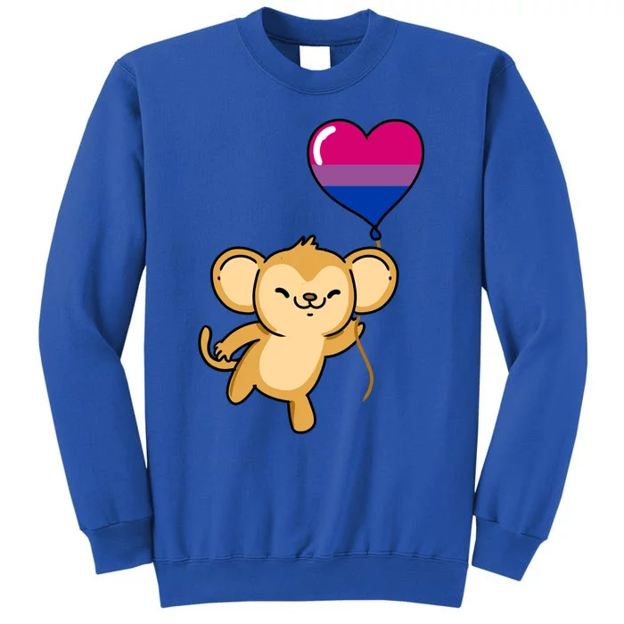 Monkey Heart Balloon Bisexual Pride Gift Tall Sweatshirt