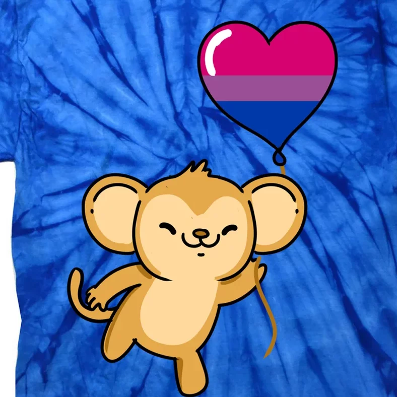 Monkey Heart Balloon Bisexual Pride Gift Tie-Dye T-Shirt