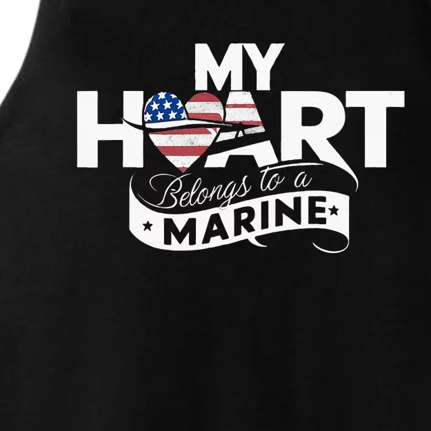 My Heart Belongs To A Marine Ladies Tri-Blend Wicking Tank