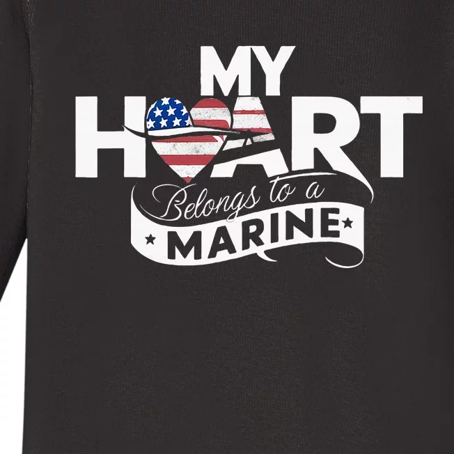 My Heart Belongs To A Marine Baby Long Sleeve Bodysuit