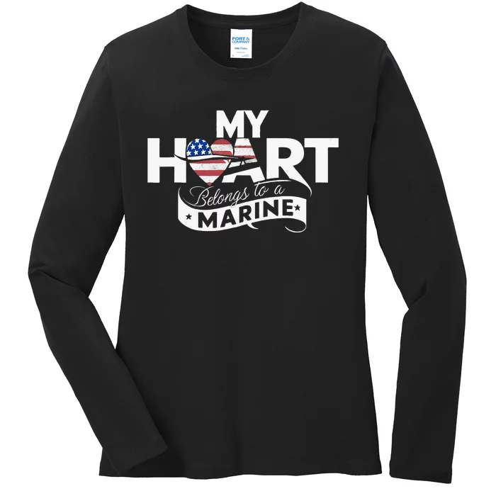 My Heart Belongs To A Marine Ladies Long Sleeve Shirt