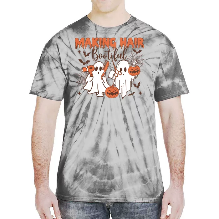 Making Hair Bootiful Funny Scary Ghost Hairdresser Halloween Tie-Dye T-Shirt