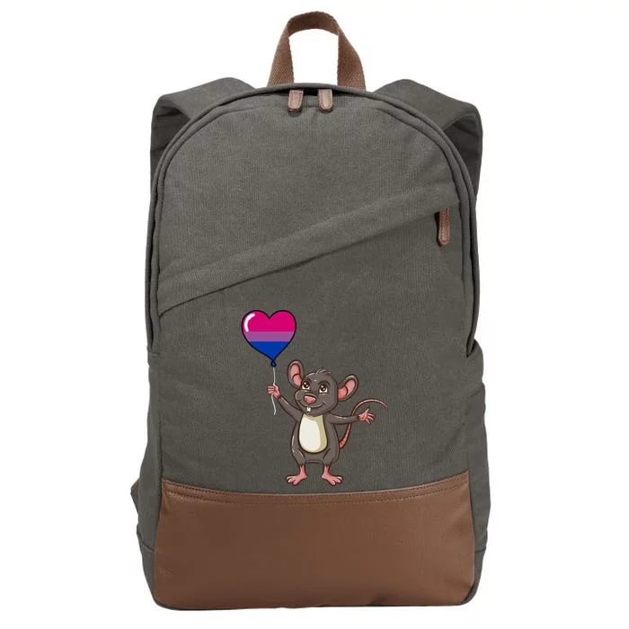 Mouse Heart Balloon Bisexual Pride Gift Cotton Canvas Backpack