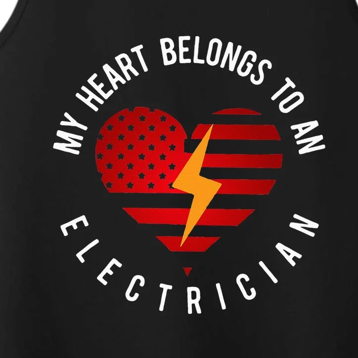 My Heart Belongs To An Electrician Present Wife Son Daughter Performance Tank