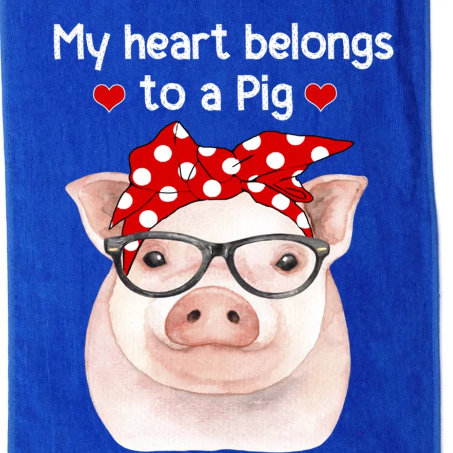 My Heart Belongs To A Pig Polka Dot Headwrap Nerd Glasses Cool Gift Platinum Collection Golf Towel