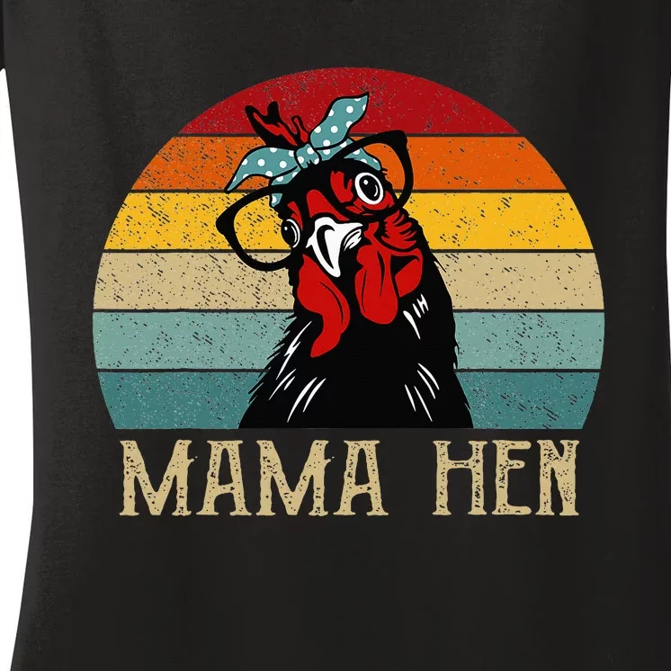 Mama Hen Bandana Headband Glasses Women's V-Neck T-Shirt