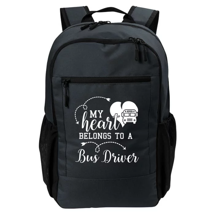 My Heart Belongs To A Bus Driver Funny Bus Driving Gift Daily Commute Backpack