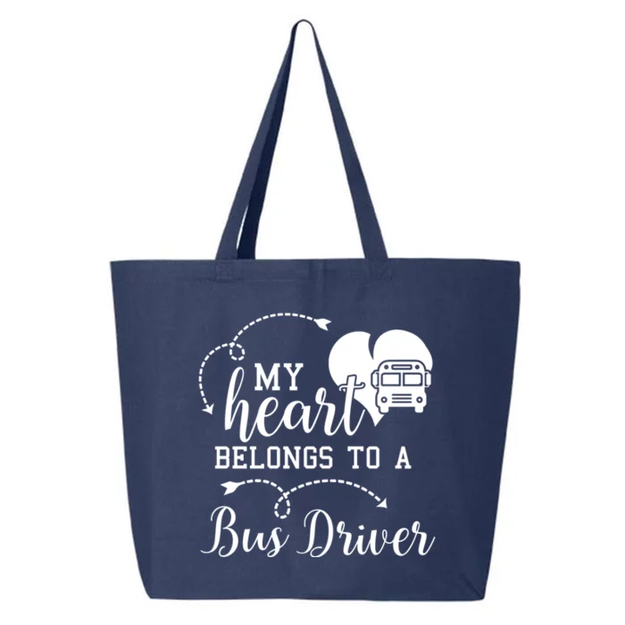 My Heart Belongs To A Bus Driver Funny Bus Driving Gift 25L Jumbo Tote