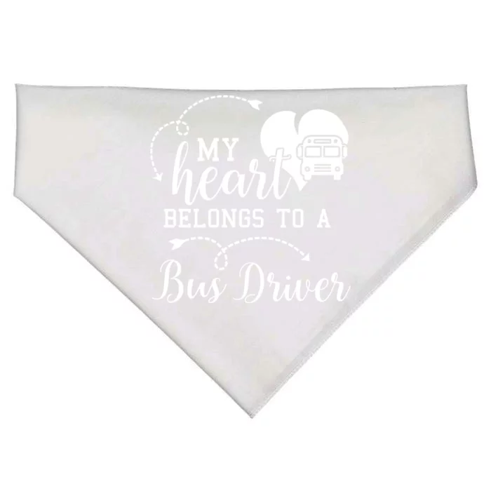 My Heart Belongs To A Bus Driver Funny Bus Driving Gift USA-Made Doggie Bandana