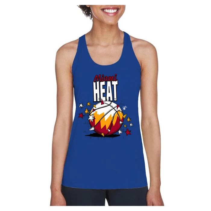 Miami Heat Basketball Doodle Stars Women's Racerback Tank