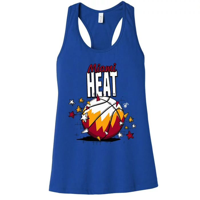 Miami Heat Basketball Doodle Stars Women's Racerback Tank