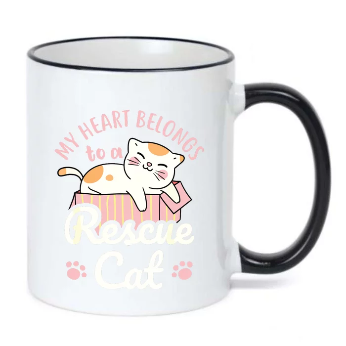 My Heart Belongs To A Rescue Cat Animal Rescuer Adopt Pets Black Color Changing Mug