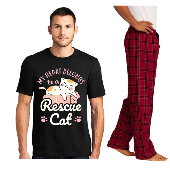 My Heart Belongs To A Rescue Cat Animal Rescuer Adopt Pets Pajama Set