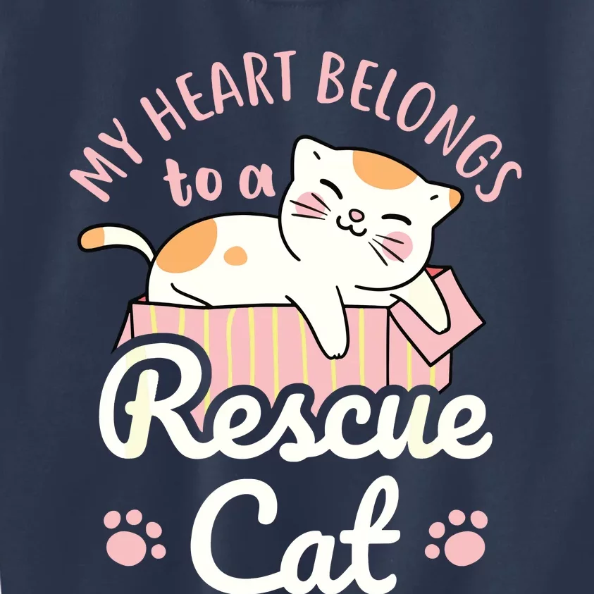 My Heart Belongs To A Rescue Cat Animal Rescuer Adopt Pets Kids Sweatshirt