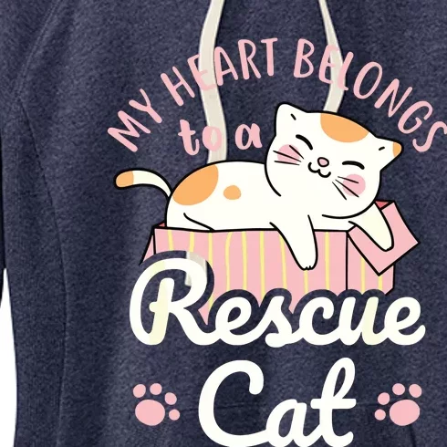 My Heart Belongs To A Rescue Cat Animal Rescuer Adopt Pets Women's Fleece Hoodie