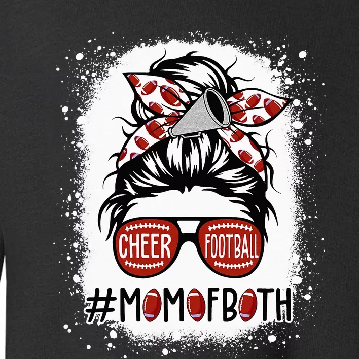 Messy Hair Bun Cheer Football Cheerleading Mom Of Both Toddler Sweatshirt