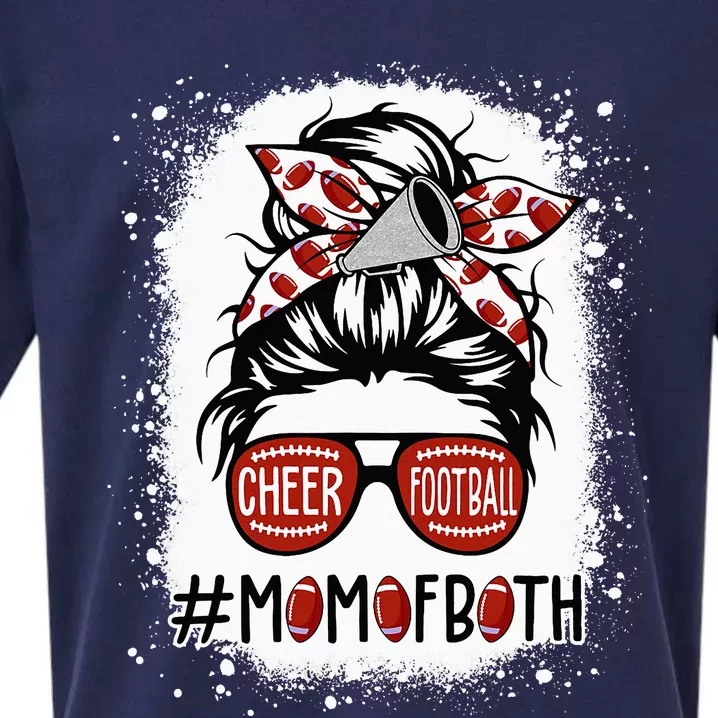 Messy Hair Bun Cheer Football Cheerleading Mom Of Both Sueded Cloud Jersey T-Shirt