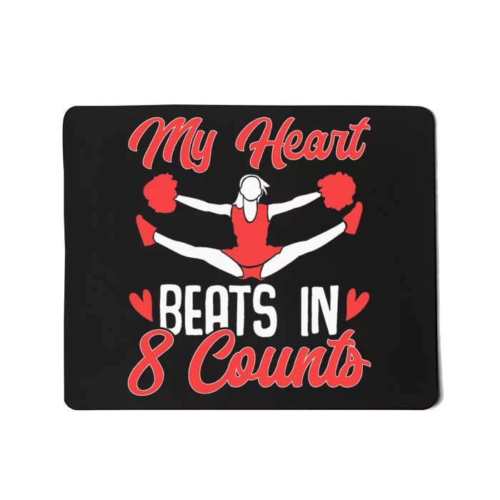 My Heart Beats In 8 Counts - Cheerleader Cheerleading Mousepad