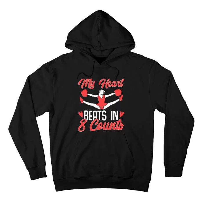 My Heart Beats In 8 Counts - Cheerleader Cheerleading Tall Hoodie