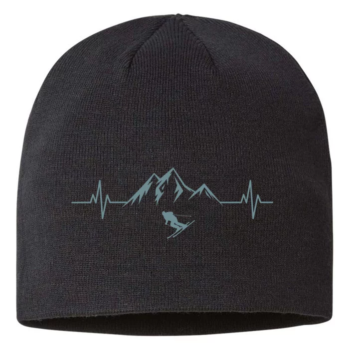 Mountain Heartbeat Best Mountain Climbing Hiking Tee Gift 8 1/2in Sustainable Knit Beanie