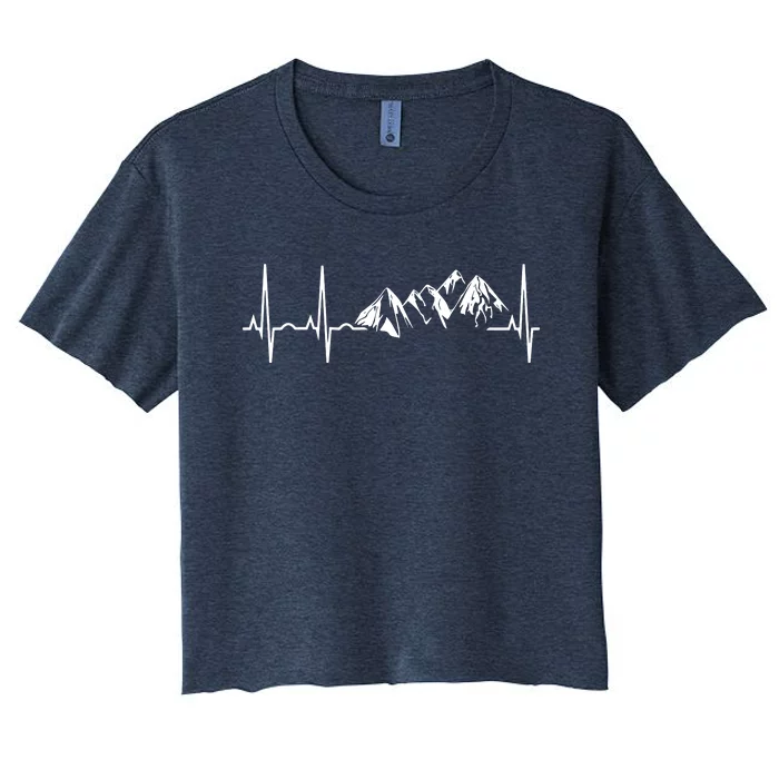 Mountain Heartbeat Best Mountain Climbing Hiking Tee Women's Crop Top Tee