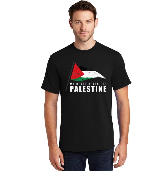 My Heart Beats For Palestine Gaza Peace Middle East Tall T-Shirt