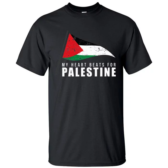 My Heart Beats For Palestine Gaza Peace Middle East Tall T-Shirt