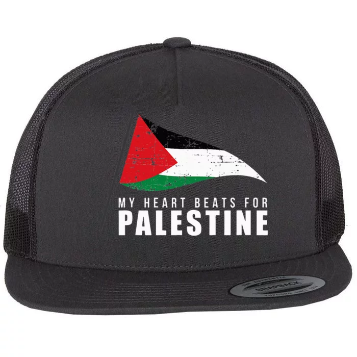 My Heart Beats For Palestine Gaza Peace Middle East Flat Bill Trucker Hat