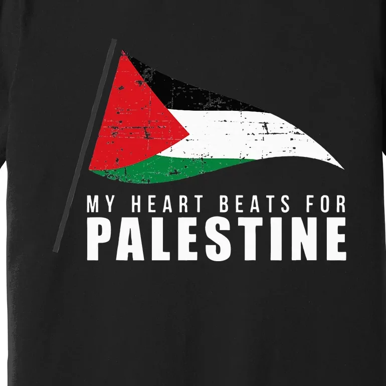 My Heart Beats For Palestine Gaza Peace Middle East Premium T-Shirt