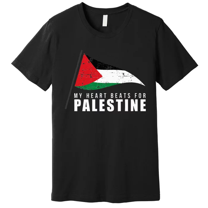 My Heart Beats For Palestine Gaza Peace Middle East Premium T-Shirt