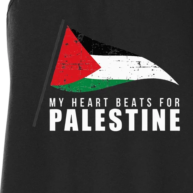 My Heart Beats For Palestine Gaza Peace Middle East Women's Racerback Tank