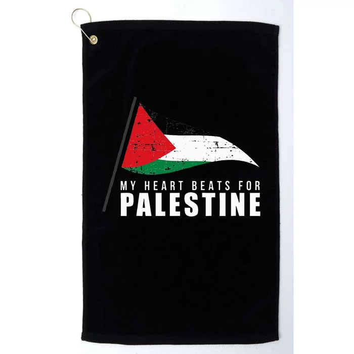 My Heart Beats For Palestine Gaza Peace Middle East Platinum Collection Golf Towel