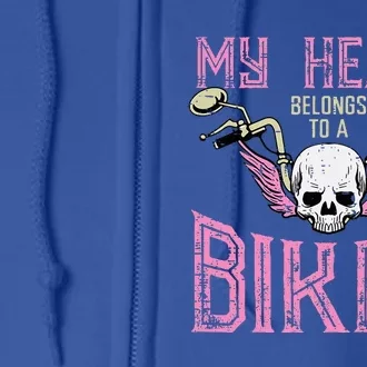 My Heart Belongs To A Biker Motorcycle Motorbike Full Zip Hoodie