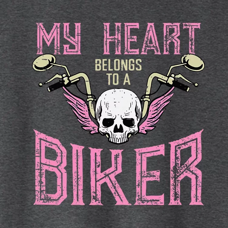 My Heart Belongs To A Biker Motorcycle Motorbike Women's Crop Top Tee